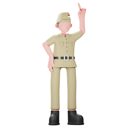 Indonesian veteran taking pledge  3D Illustration