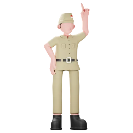 Indonesian veteran taking pledge  3D Illustration