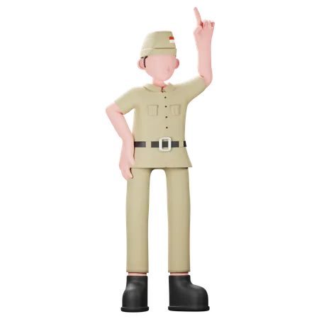 Indonesian veteran taking pledge 3D Illustration