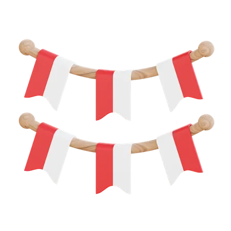 Guirlande de drapeau de l'indonésie  3D Icon