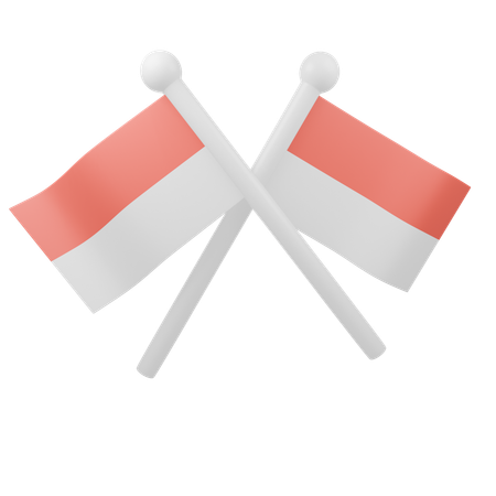 Drapeaux jumeaux indonésiens  3D Icon
