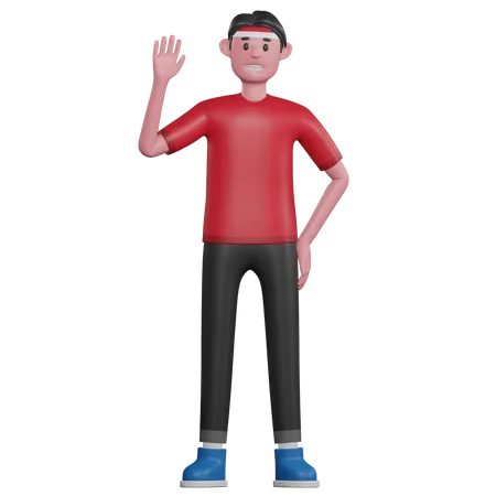 Homme indonésien disant bonjour  3D Illustration