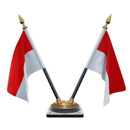 Doppelter Tischflaggenständer für Indonesien  3D Flag