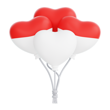 Indonesien Flagge Liebe Ballon  3D Icon