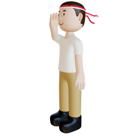 Homme indonésien saluant  3D Illustration