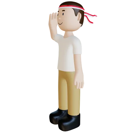 Homme indonésien saluant  3D Illustration