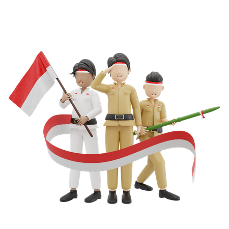 Indonesier feiern den Unabhängigkeitstag  3D Icon