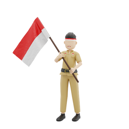 Indonesier feiern den Unabhängigkeitstag  3D Icon