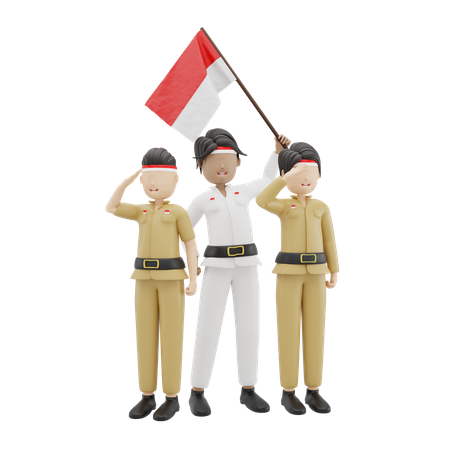 Indonesier feiern den Unabhängigkeitstag  3D Icon