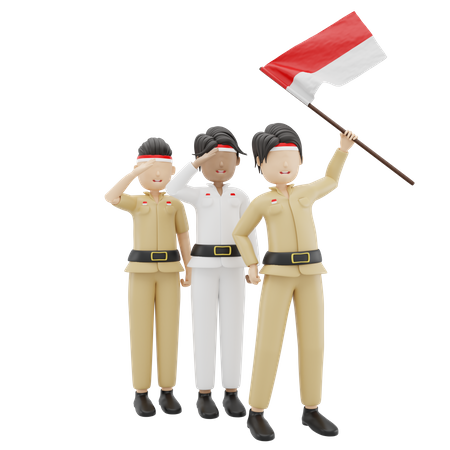 Indonesier feiern den Unabhängigkeitstag  3D Icon