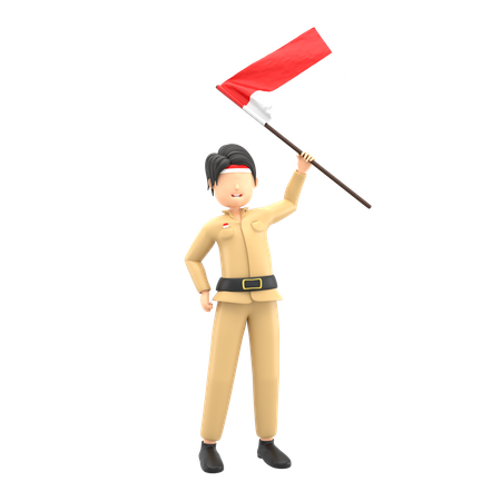 Indonesier feiern den Unabhängigkeitstag  3D Icon