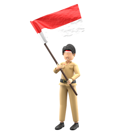 Indonesier feiern den Unabhängigkeitstag  3D Icon
