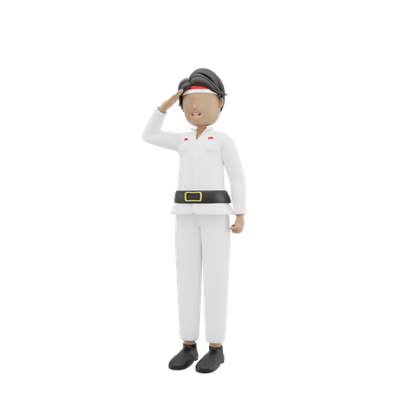 Indonesier grüßen am Unabhängigkeitstag  3D Icon