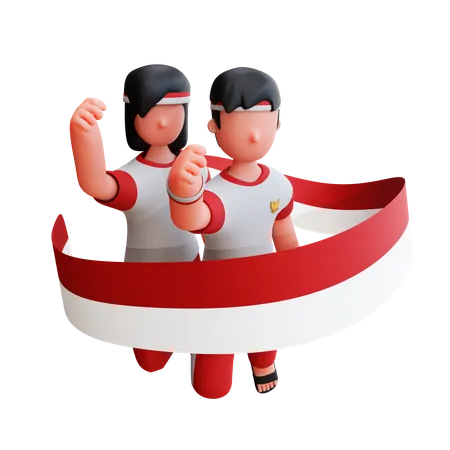 Indonesier in Faustpose  3D Illustration