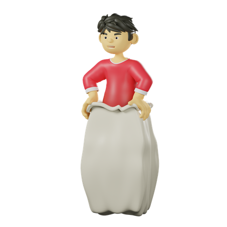 Indonesisches Sackhüpfen  3D Illustration