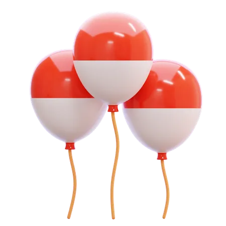 Indonesischer Flaggenballon  3D Icon