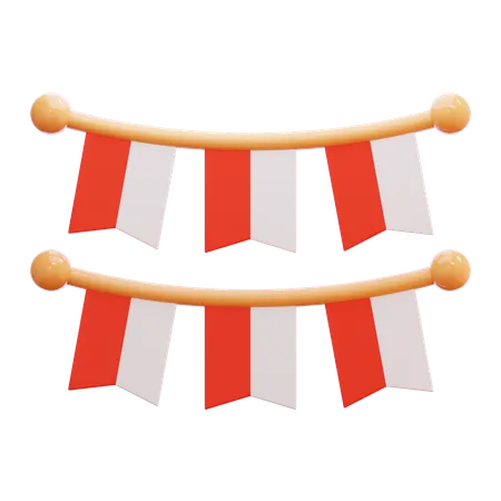 Indonesische Flagge Dekoration  3D Icon