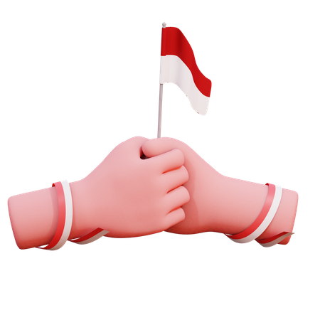 Indonesische Flagge halten  3D Icon