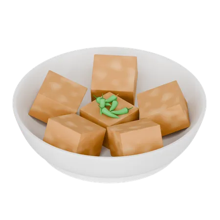 Indonesisches Essen: Gebratener Tofu mit Cayenne-Pfeffer  3D Icon