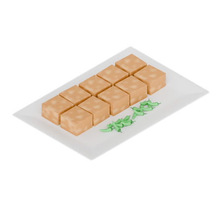 Indonesisches Essen: Gebratener Tofu mit Cayenne-Pfeffer  3D Icon