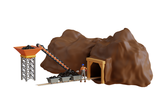 Indústria de mineração de carvão  3D Icon