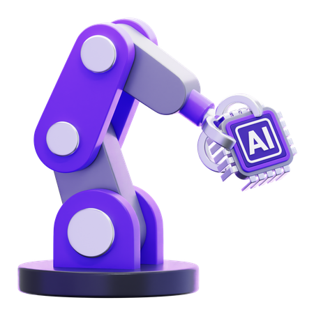 人工知能チップを搭載した産業用ロボットアーム  3D Icon
