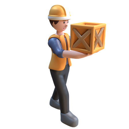 Industrial Worker Carrying Objects  3D Icon