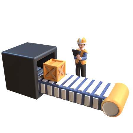 Industrial Worker Checking Machine  3D Icon
