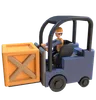 Industrial Worker Driving A Forklift