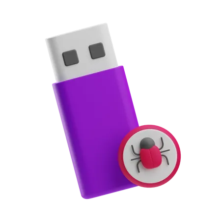 Infected Pen Drive  3D Icon