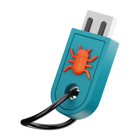 Infected Pen Drive  3D Icon