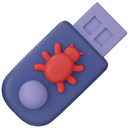 Infected USB Drive 3 D Icon Render 3D Icon
