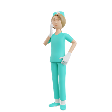 Infirmière pensant à quelque chose  3D Illustration