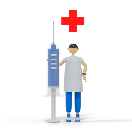 Infirmière tenant une injection  3D Illustration