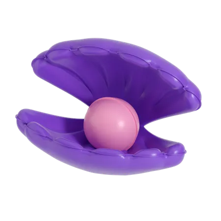 Inflatable Seashell With Pearl Illustration In 3 D Design 3D Icon