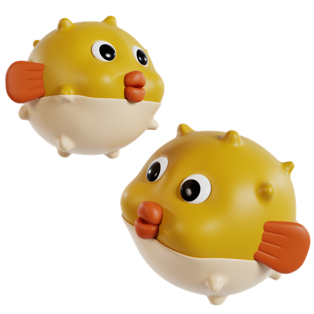 Inflated Puffer Fish  3D Icon