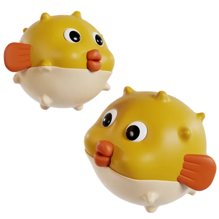 Inflated Puffer Fish  3D Icon