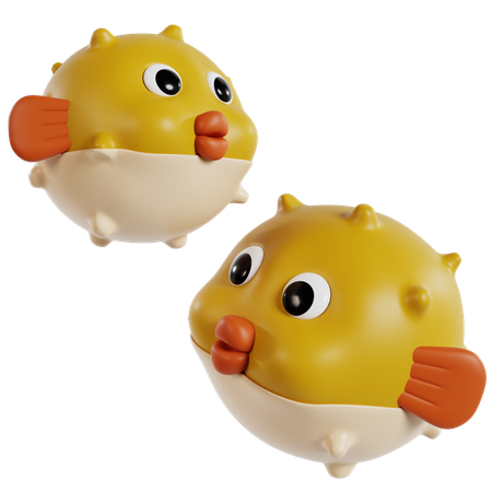 Inflated Puffer Fish  3D Icon