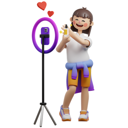 제품을 선보이는 인플루언서  3D Illustration