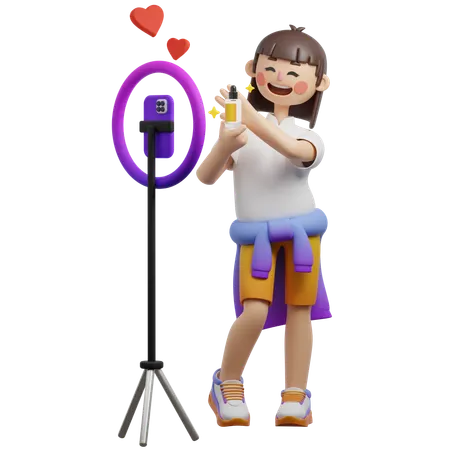 제품을 선보이는 인플루언서  3D Illustration