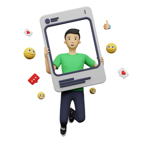 Influenceur des médias sociaux influençant le public  3D Illustration