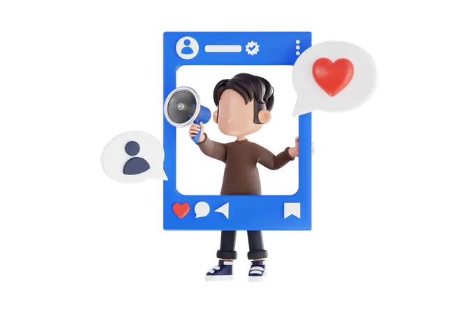 Influenceur des médias sociaux  3D Illustration