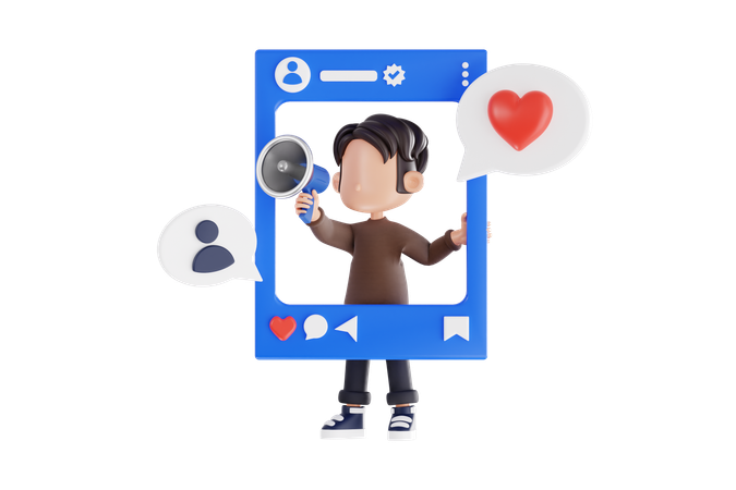 Influenciador de mídia social  3D Icon