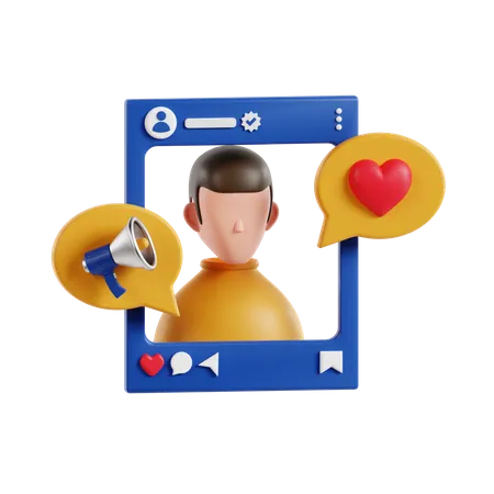 Influenciador de mídia social  3D Icon