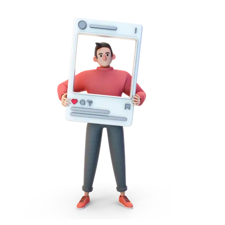 Influenciador masculino de mídia social  3D Illustration
