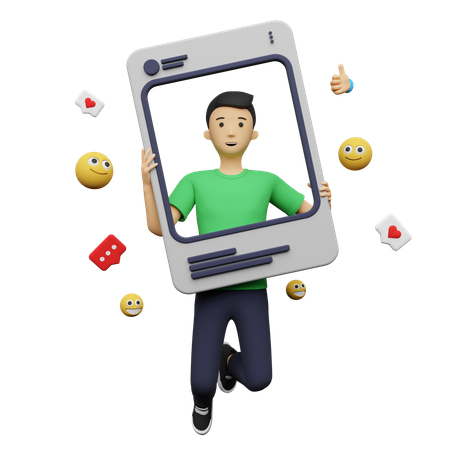 Influencer de redes sociales que influye en el público  3D Illustration