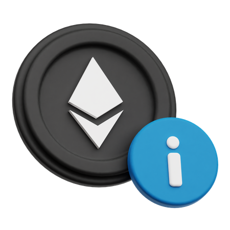Info on Ethereum Crypto Coin  3D Icon