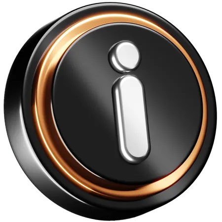 This Icon Features A 3 D Information Symbol Exquisitely Rendered With A Reflective Metallic Finish Symbolizing Access To Information And Assistance The Orange And Black Color Scheme Adds A Touch Of Sophistication Making It A Compelling Visual For Interfaces Requiring A Prominent Info Icon For Help Sections Educational Content Or User Guidance 3D Icon