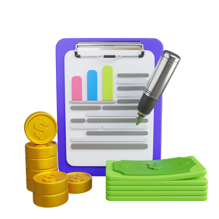 Informe financiero  3D Icon