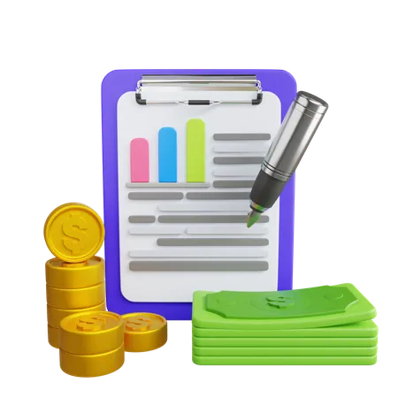 Informe financiero  3D Icon